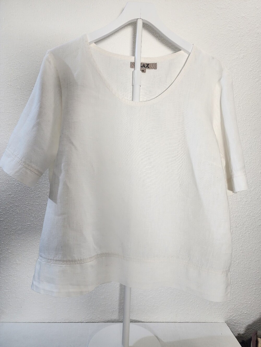 FLAX Women Linen Boxy Oversized Top Off White Size M - Picture 2 of 7